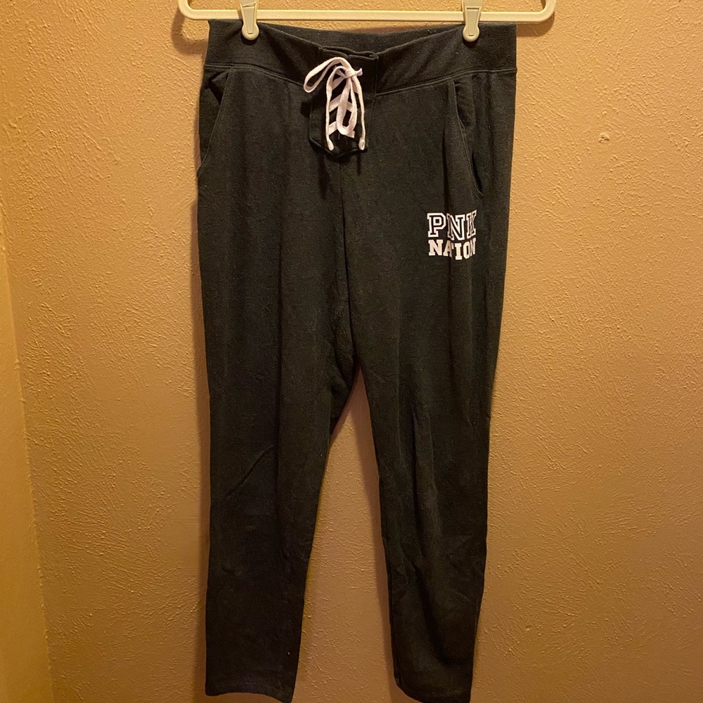 PINK track pants with pockets and a string tie